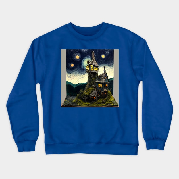 Starry Night Over The Burrow Crewneck Sweatshirt by Grassroots Green